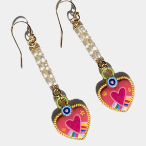 
                  
                    Load image into Gallery viewer, Rainbow Heart Earrings
                  
                